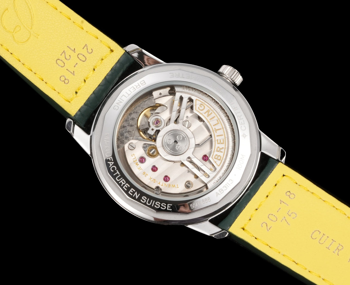 Green White - Silver 904L Steel -Green Leather- Automatic - 38mm