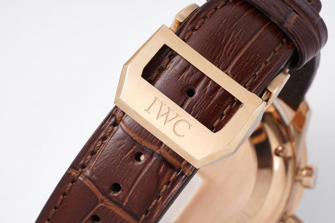 Chronograph -White- Yellowgold - Brown Leather - Automatic 69355 - 41mm