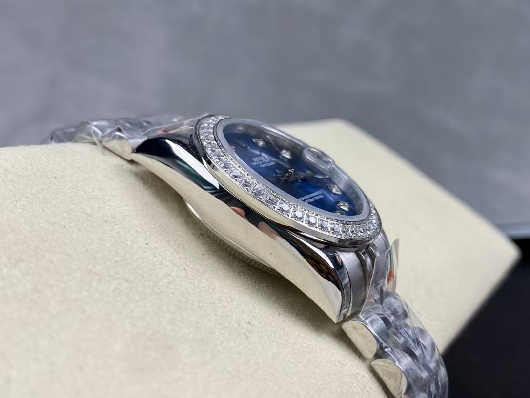 LADY -Blue -Rhinestone bezel - 904L Steel -Automatic - 31mm