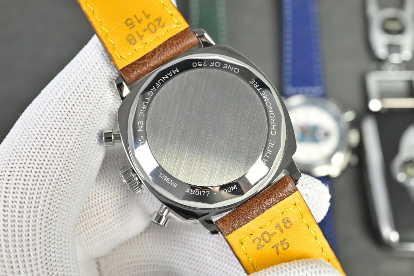 Chronograph - Tptime-Racing -Grey - Brown Leather - Automatic - 38mm