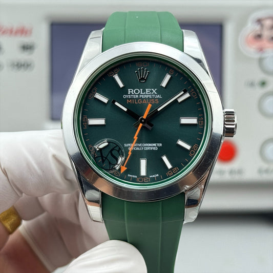 Green - Silver Orange - Green Rubber - Automatic-3131 - 40mm