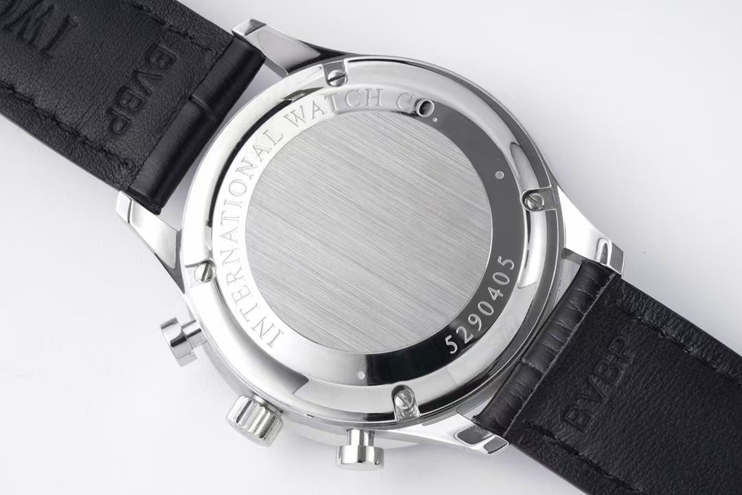 Chronograph -Black- White Silver- Black Leather - Automatic 69355 - 41mm