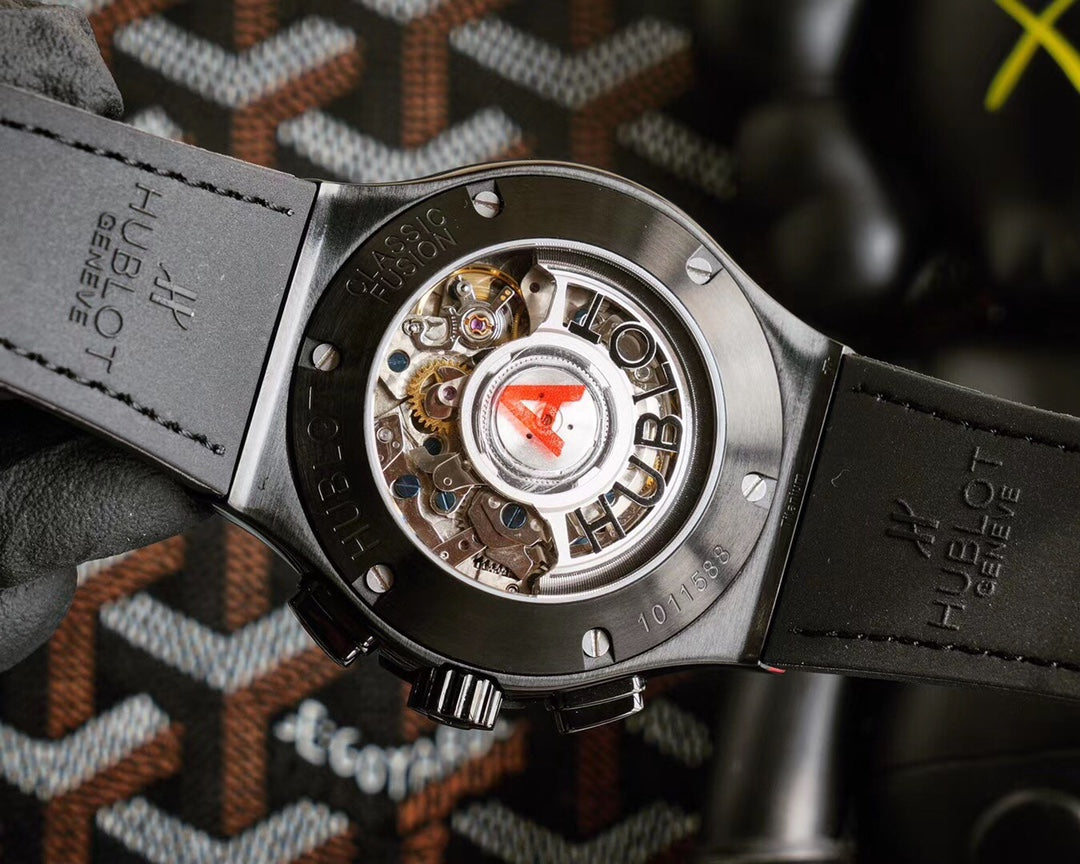 Grey Steel - Black Leather - Chronograph -Automatic - 42mm