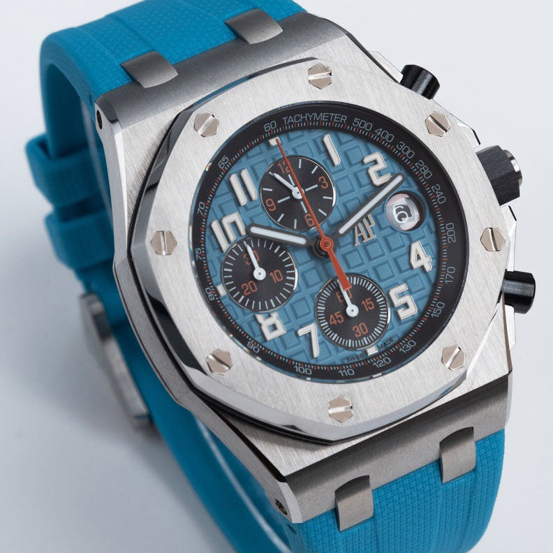 TOP! Blue Silver - Blue Rubber - Automatic - 44mm