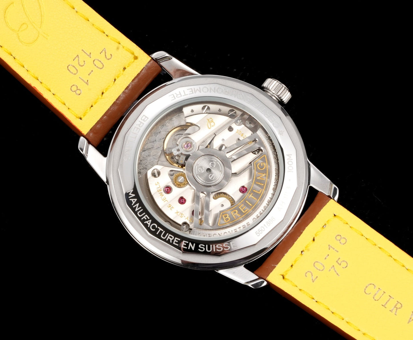 White Blue - Silver 904L Steel -Orange Leather- Automatic - 38mm