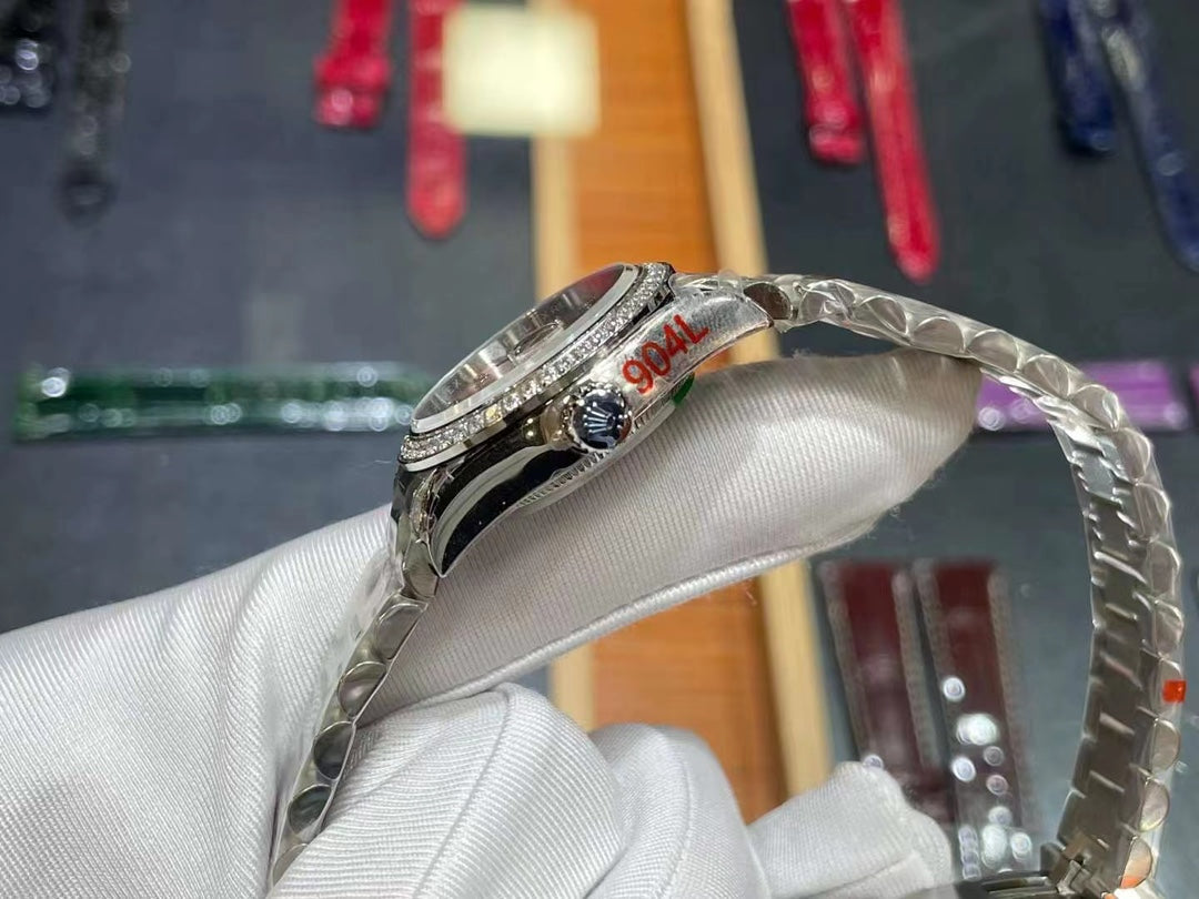 LADY -Pink -Rhinestone bezel- 904L Steel - cal.2671 -Automatic - 31mm