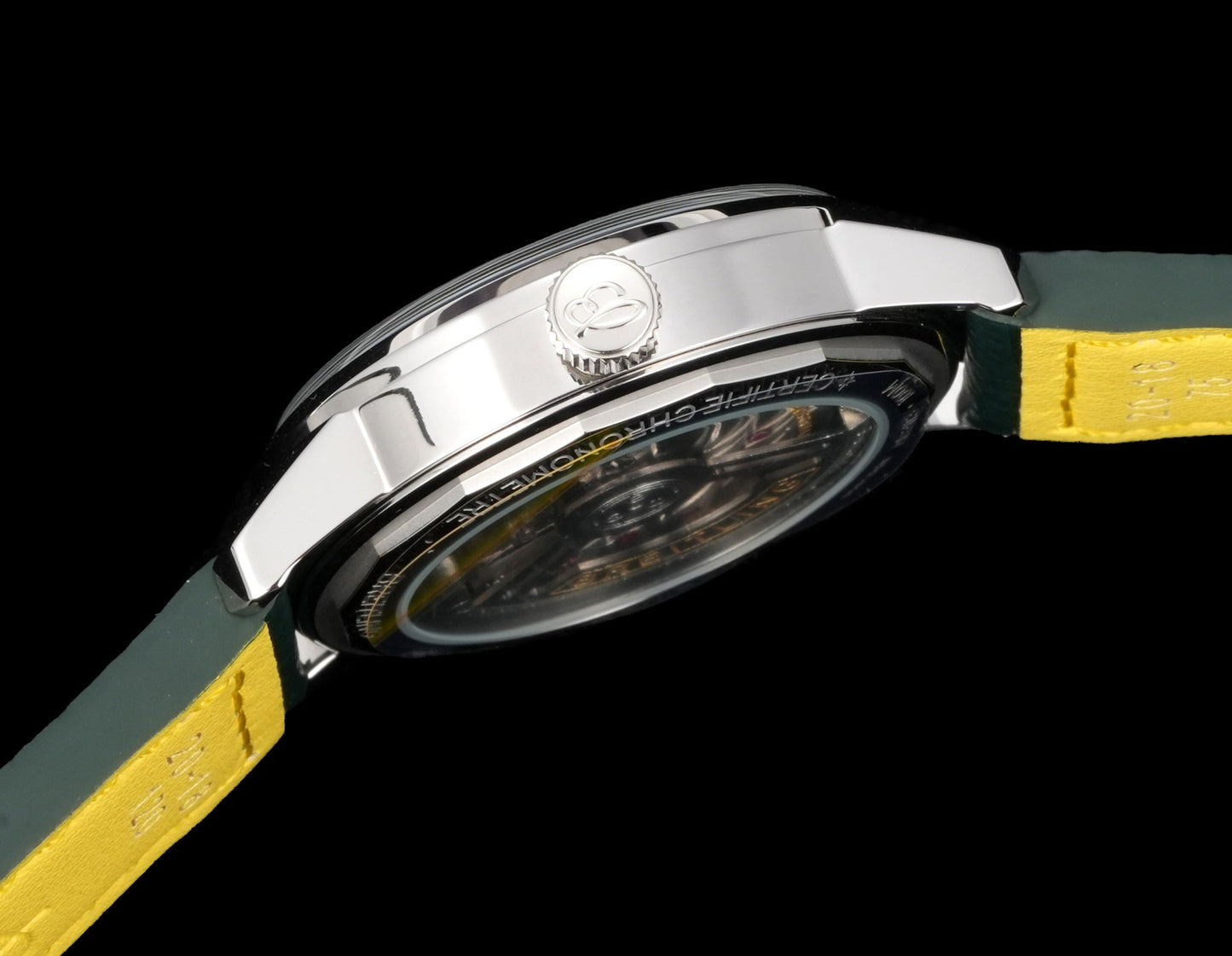 Green White - Silver 904L Steel -Green Leather- Automatic - 38mm