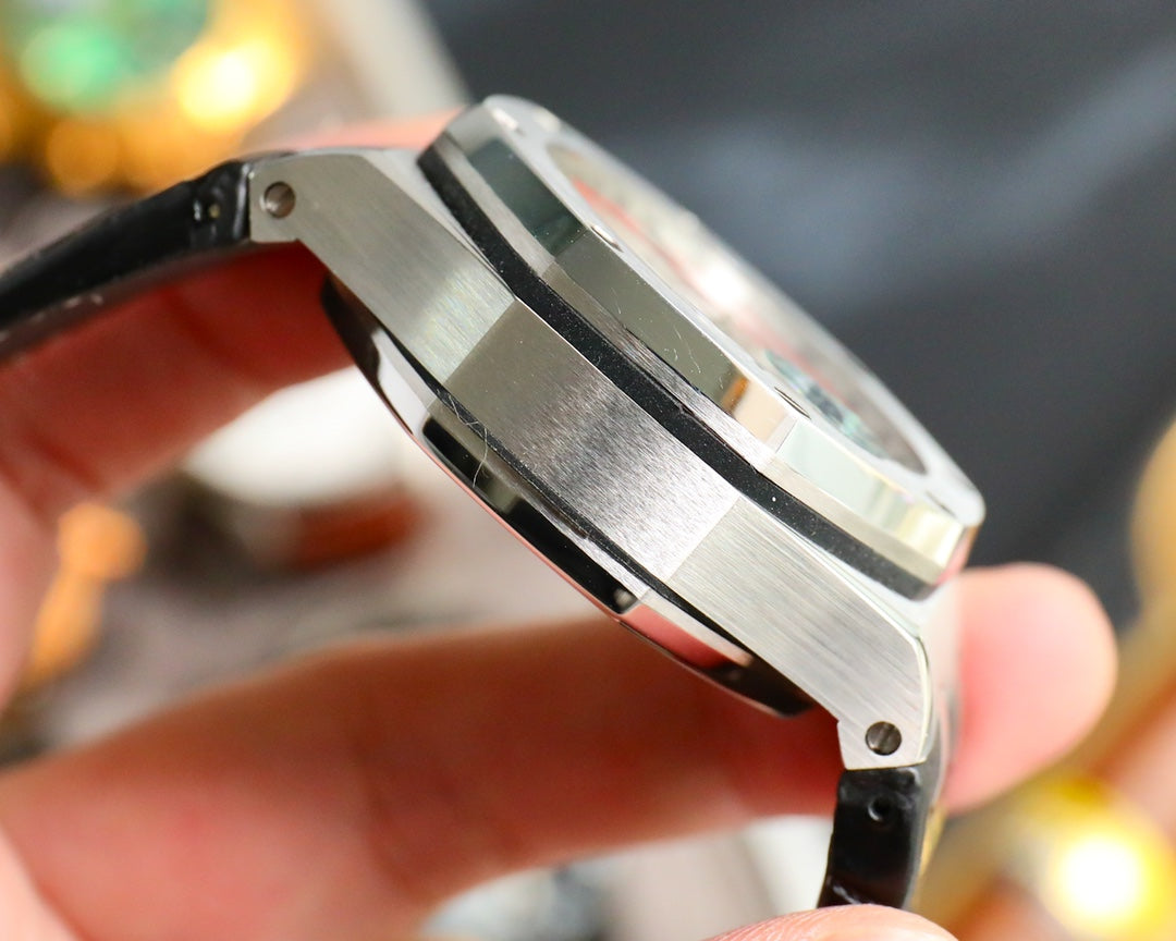 TOP! Panda Face Ceramic Bezel - Black Leather - Automatic - 43mm