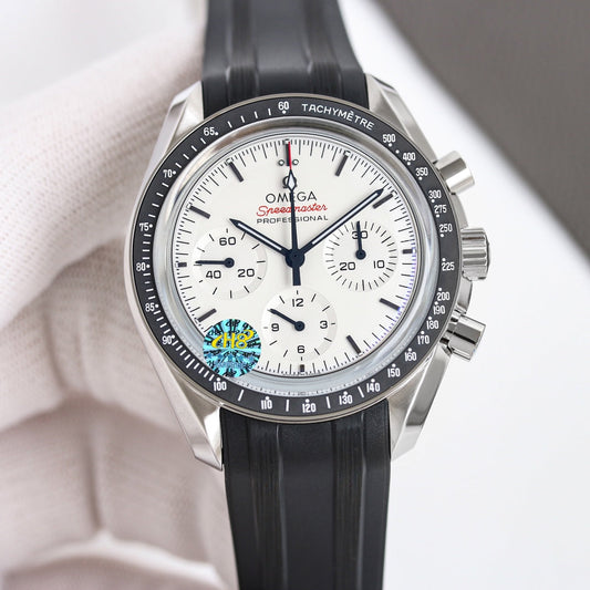 Chronograph -310.32.42.50.04.001 - White - Black Rubber- Manual winding - 42mm
