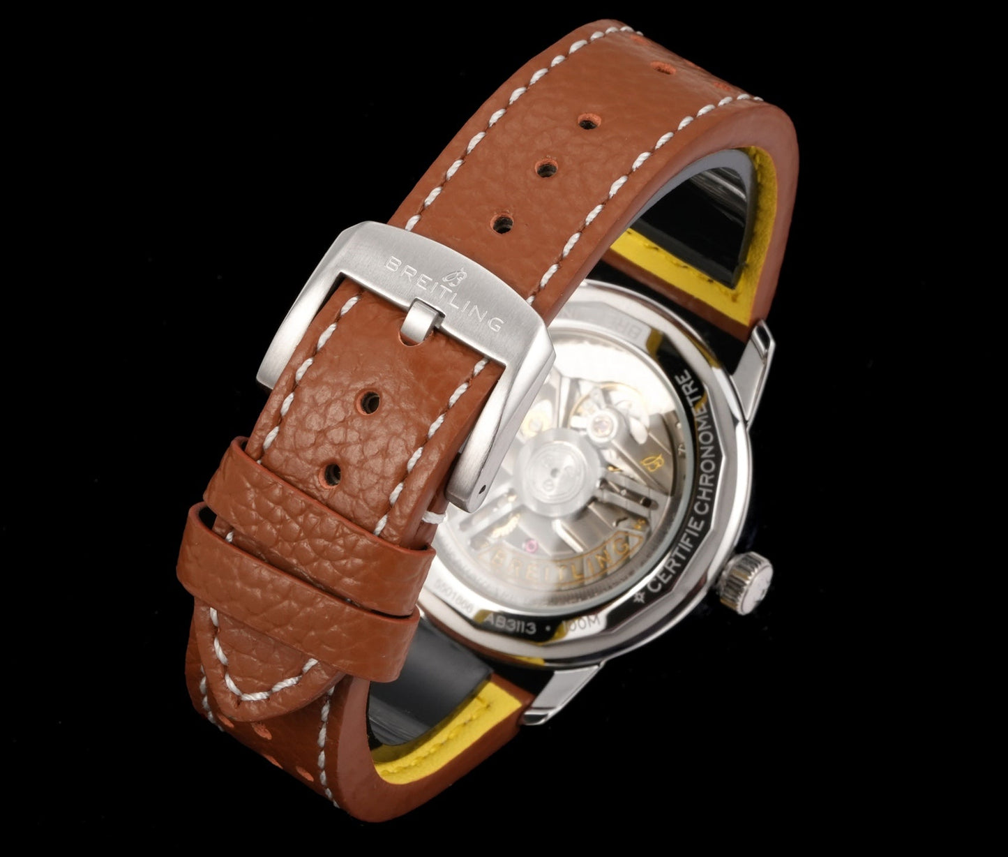 White Blue - Silver 904L Steel -Orange Leather- Automatic - 38mm