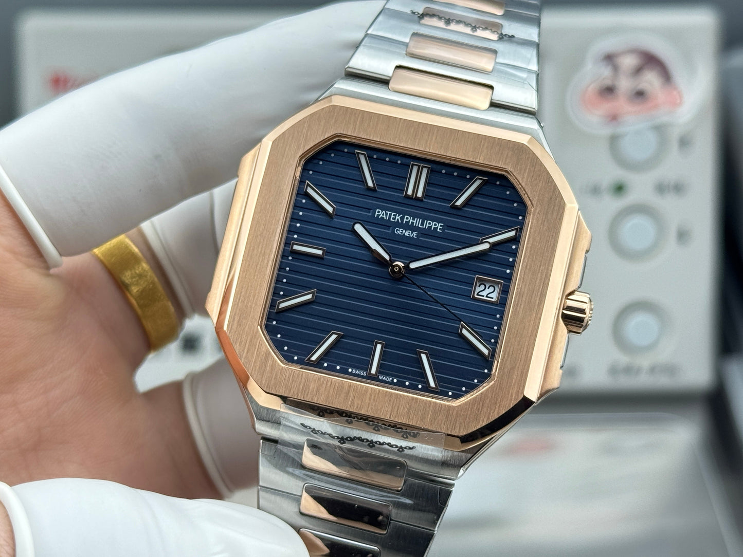 Blue Rosegold Square - Ultra-thin - Rosegold Silver 904L Steel - Automatic 330SC- 45mm