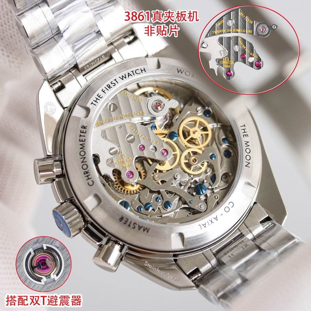 Black White - Thickened Sapphire Glass -904L Steel- 3861 Manual Winding - 44mm