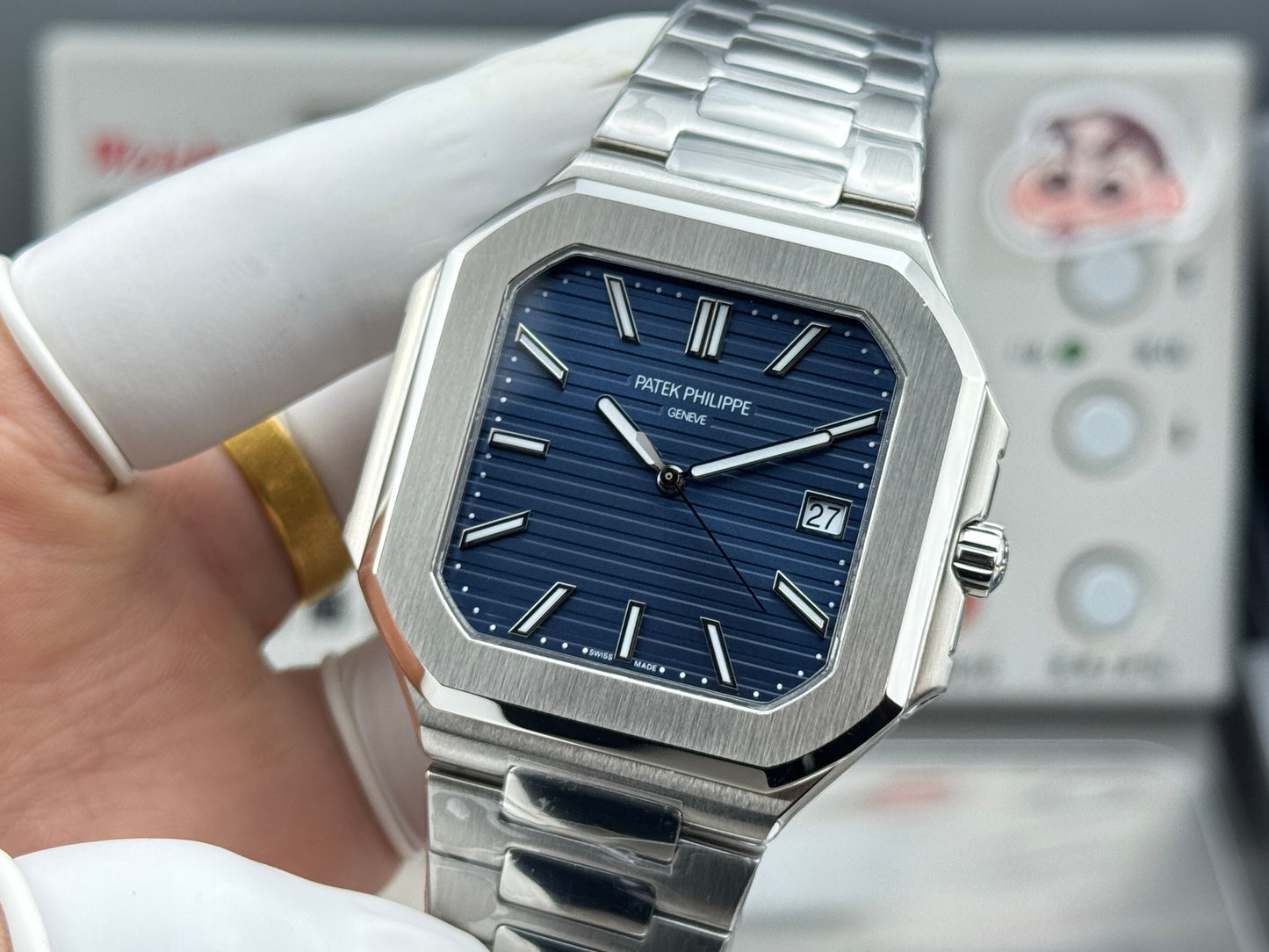 Blue Square - Ultra-thin - Silver 904L Steel - Automatic 330SC- 45mm