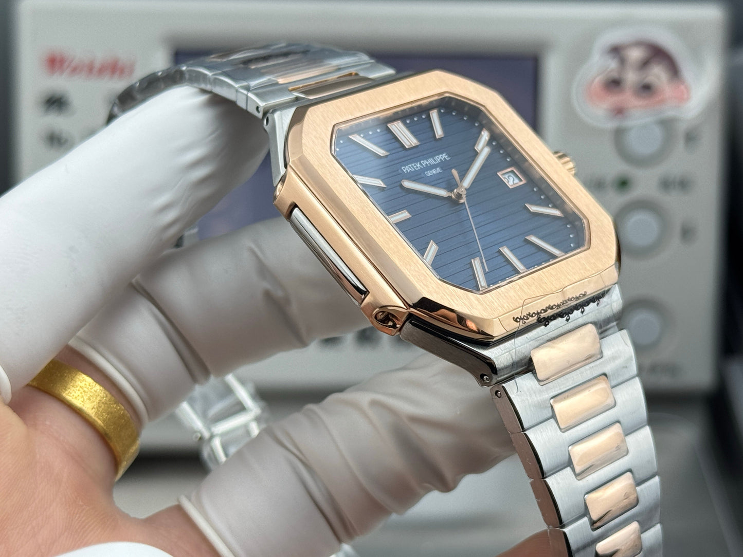 Blue Rosegold Square - Ultra-thin - Rosegold Silver 904L Steel - Automatic 330SC- 45mm