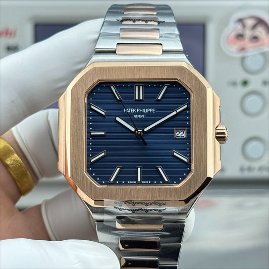 Blue Rosegold Square - Ultra-thin - Rosegold Silver 904L Steel - Automatic 330SC- 45mm