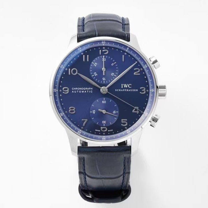 Chronograph -Blue- White Silver- Blue Leather - Automatic 69355 - 41mm