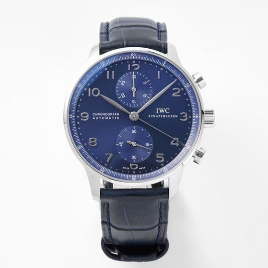 Chronograph -Blue- White Silver- Blue Leather - Automatic 69355 - 41mm