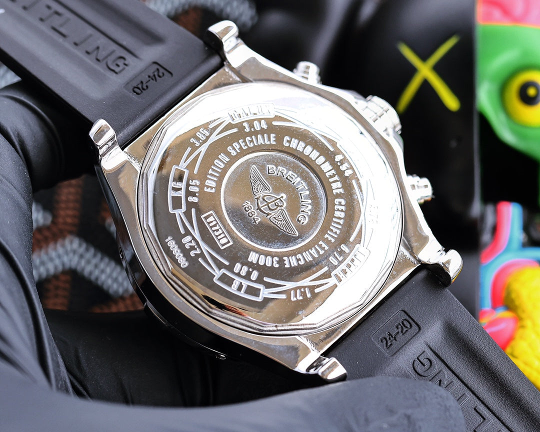 Chronograph -Silver Ceramic Black - Black Rubber - Quartz - 43mm
