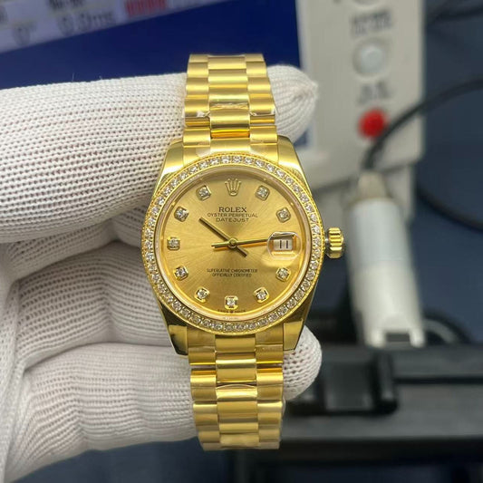 LADY -Yellow gold -Rhinestone bezel- Yellow 904L Steel - cal.2671 -Automatic - 31mm