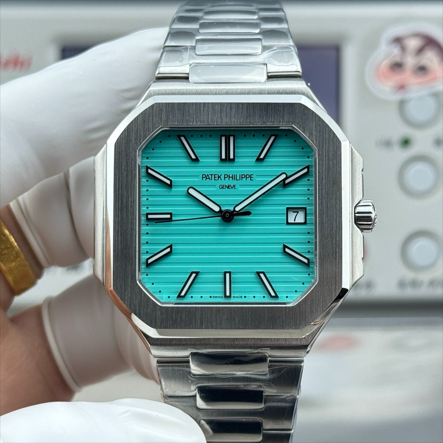 Light Green Square - Ultra-thin - Silver 904L Steel - Automatic 330SC- 45mm
