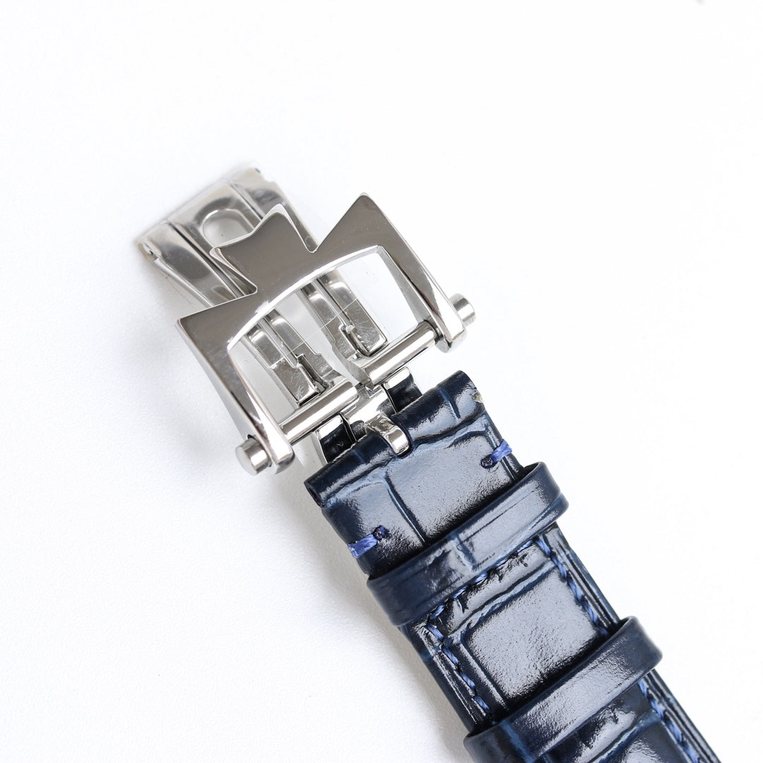 Chronograph - White 904L Steel -Blue Leather - Automatic - 42mm