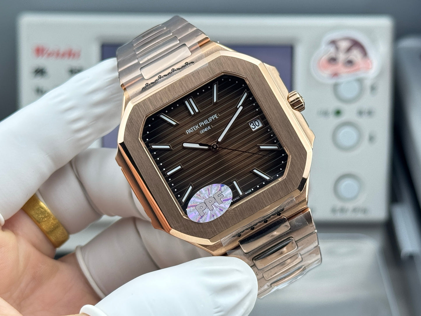 Brown Rosegold Square - Ultra-thin - Rosegold Silver 904L Steel - Automatic 330SC- 45mm