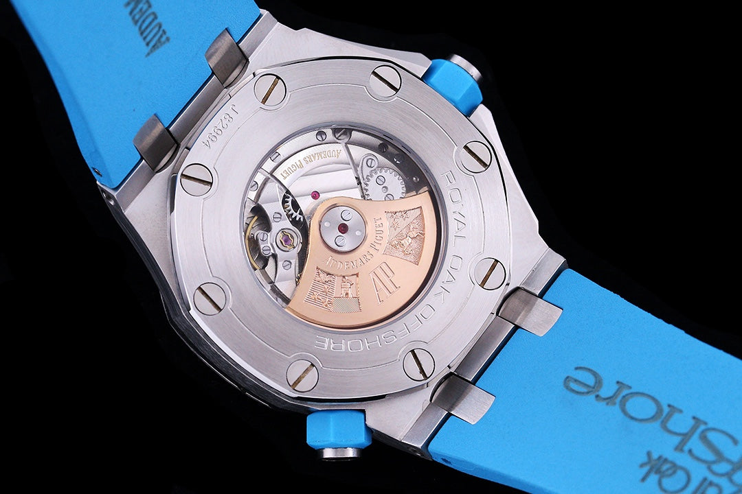 TOP!  - 316L Steel - Babyblue rubber - Automatic - 42mm