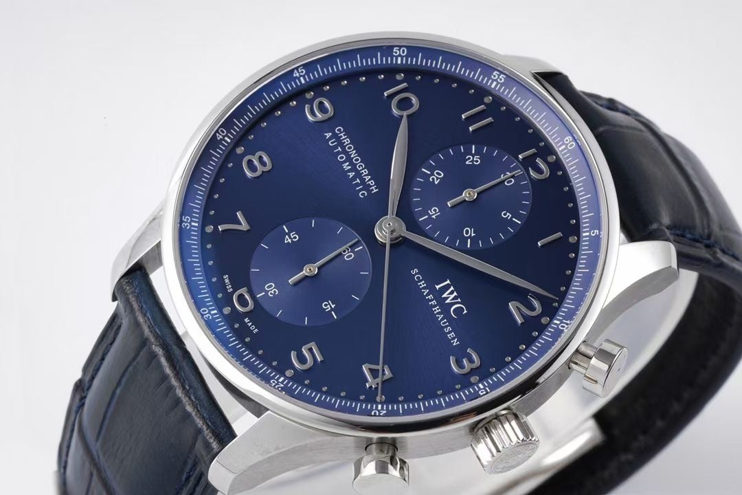 Chronograph -Blue- White Silver- Blue Leather - Automatic 69355 - 41mm
