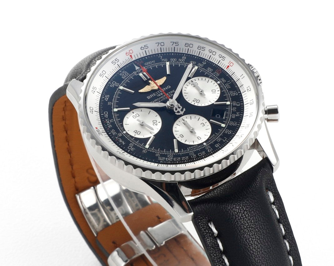 Chronograph - White Ceramic - Black White- N-Timer - Black Leather - Automatic - 43mm