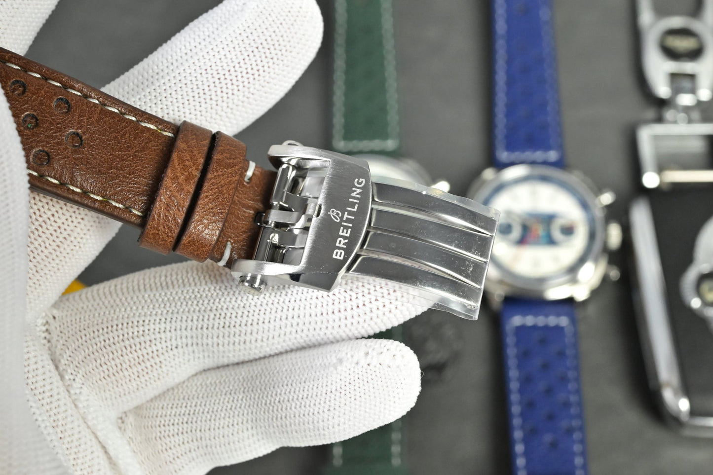 Chronograph - Tptime-Racing -Grey - Brown Leather - Automatic - 38mm