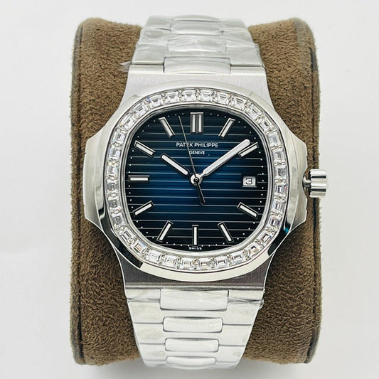 Blue - Rhinestones -Ultra-thin - Silver 904L Steel - Automatic 324SC- 40mm