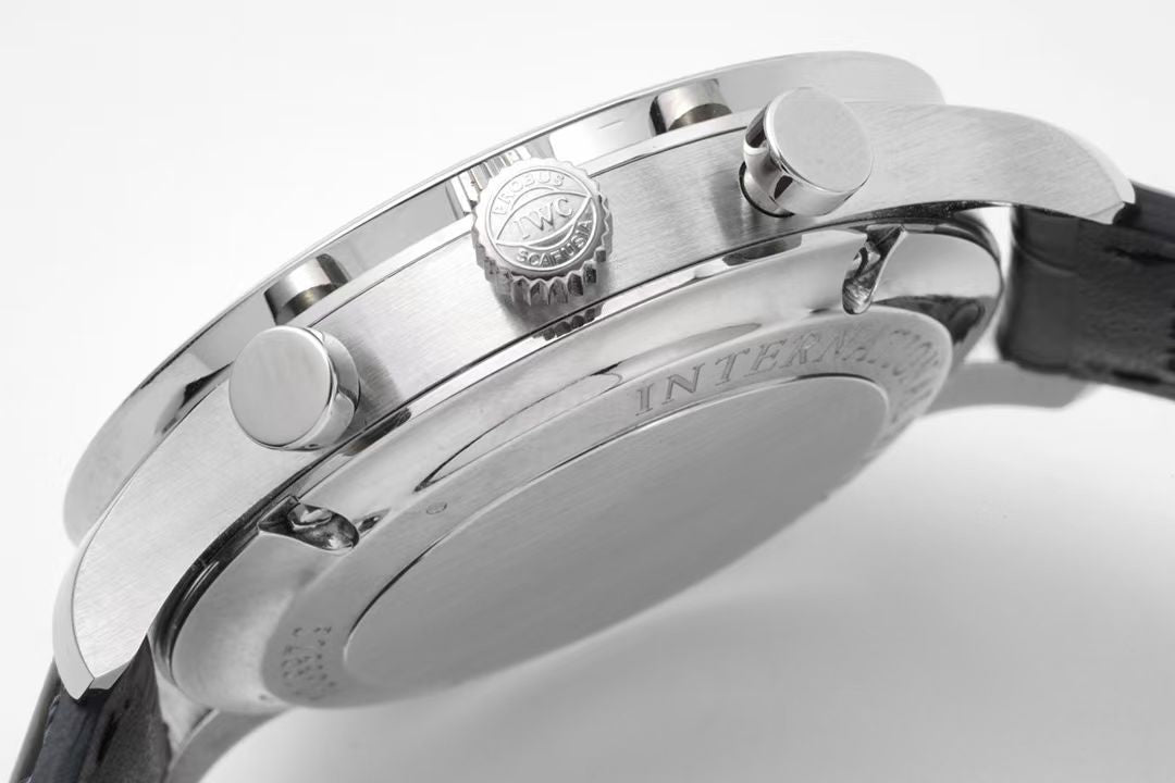 Chronograph -Black- White Silver- Black Leather - Automatic 69355 - 41mm