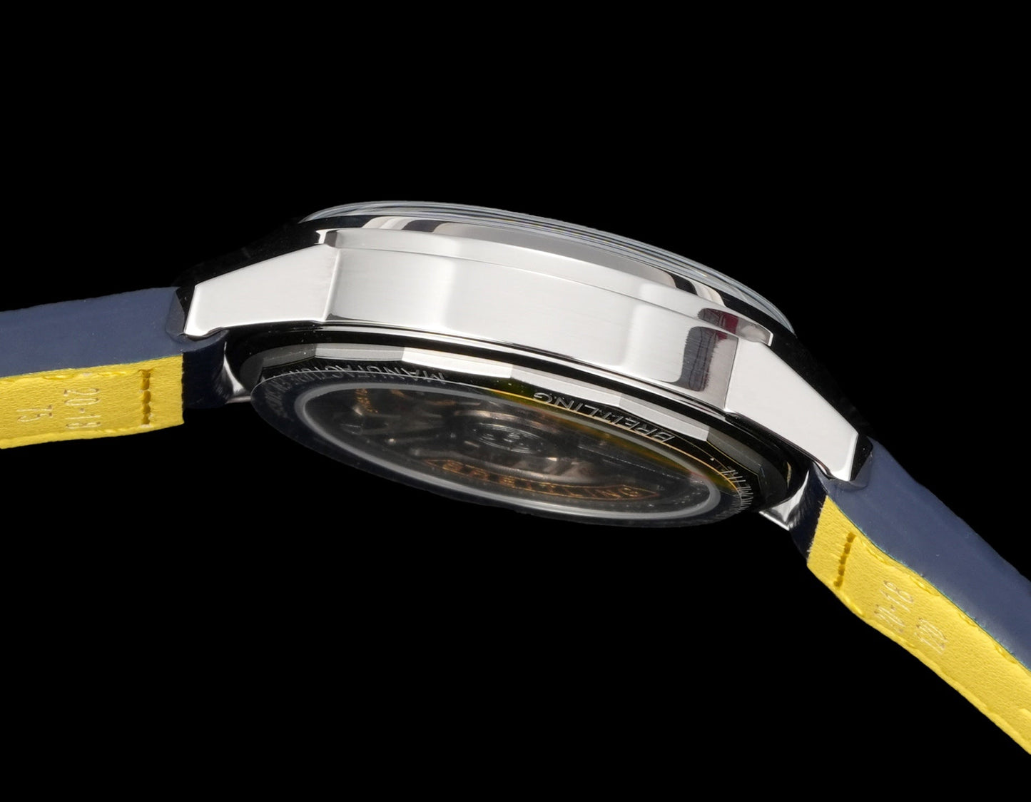 Blue White - Silver 904L Steel -Navy blue Leather- Automatic - 38mm