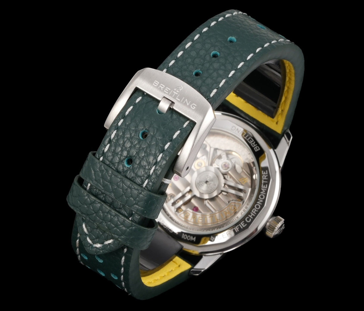 Green White - Silver 904L Steel -Green Leather- Automatic - 38mm