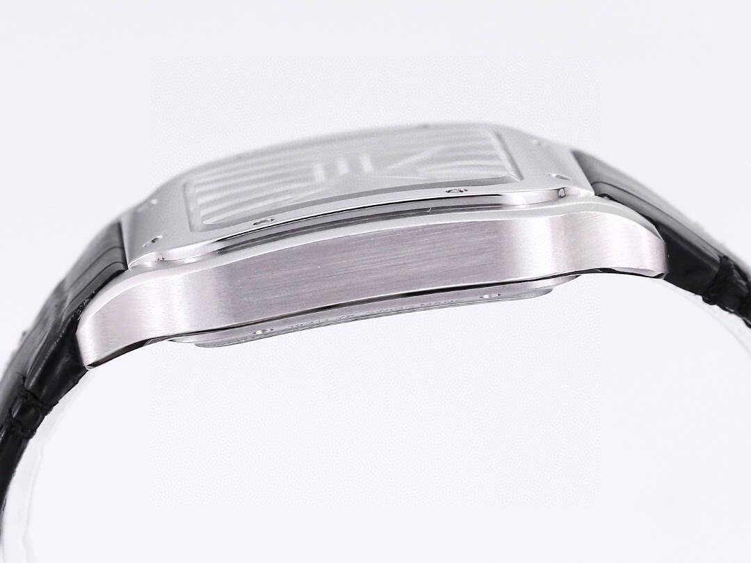 Two hands - Silver -Ultra-thin Hollow -Black Leaher - Automatic - 40mm