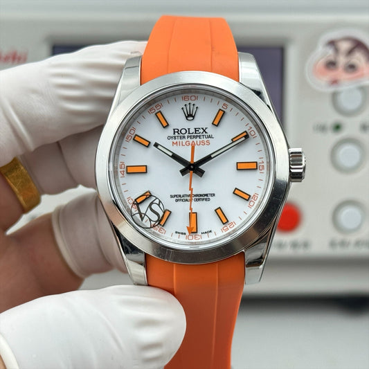 White - Silver Orange - Orange Rubber - Automatic-3131 - 40mm
