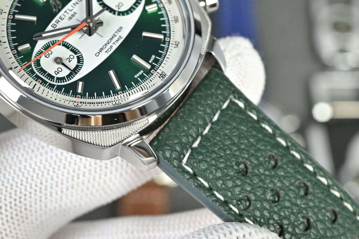 Chronograph - Tptime-Racing -Green - Leather - Automatic - 38mm