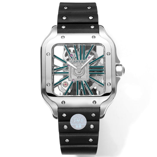 Two hands -Silver Green -Ultra-thin Hollow - Black 904L Steel - Automatic - 40mm