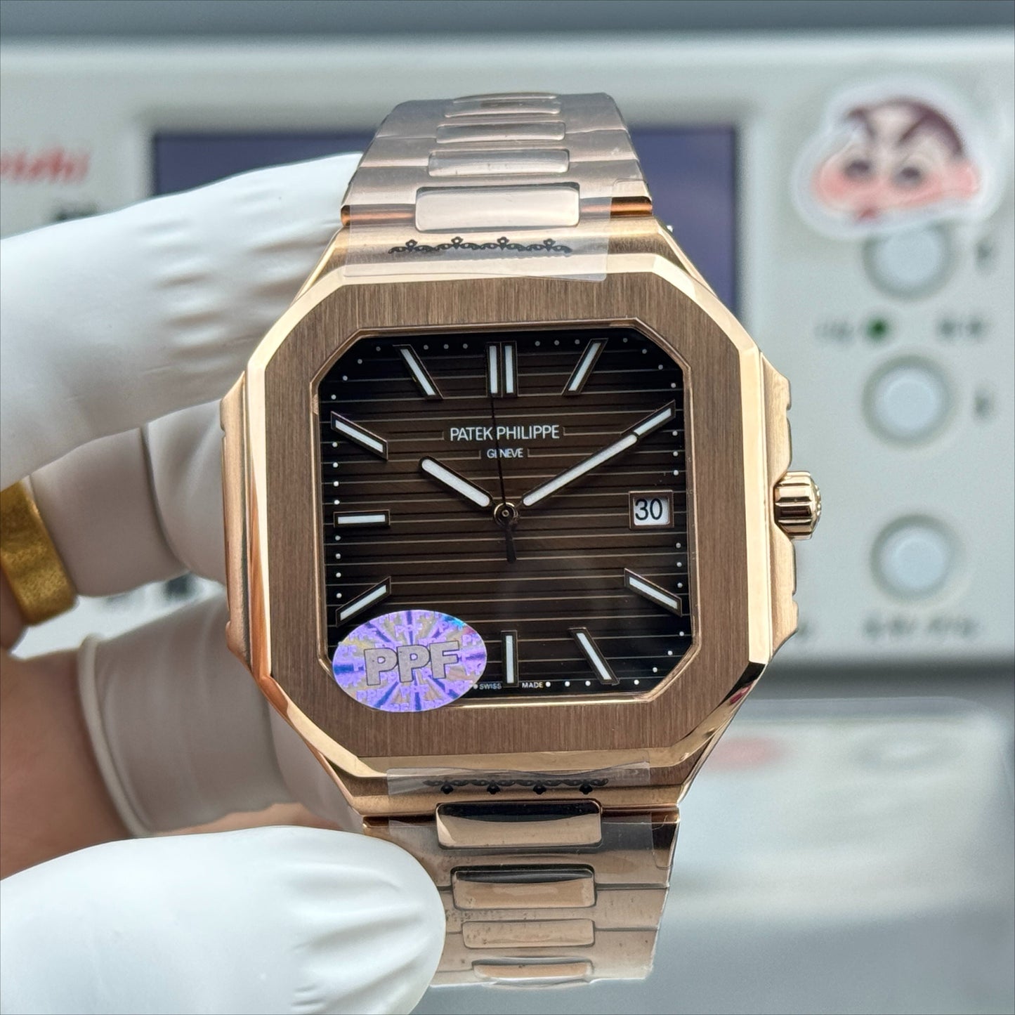 Brown Rosegold Square - Ultra-thin - Rosegold Silver 904L Steel - Automatic 330SC- 45mm