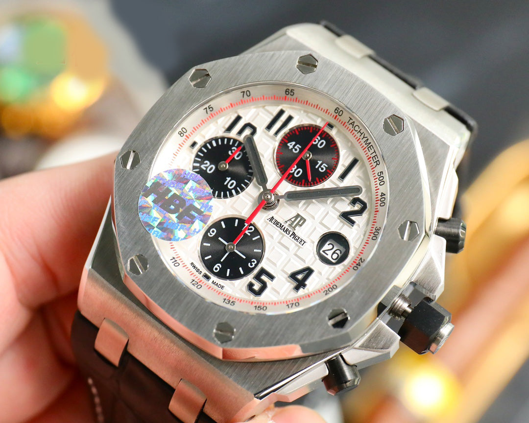 TOP! Panda Face Ceramic Bezel - Black Leather - Automatic - 43mm