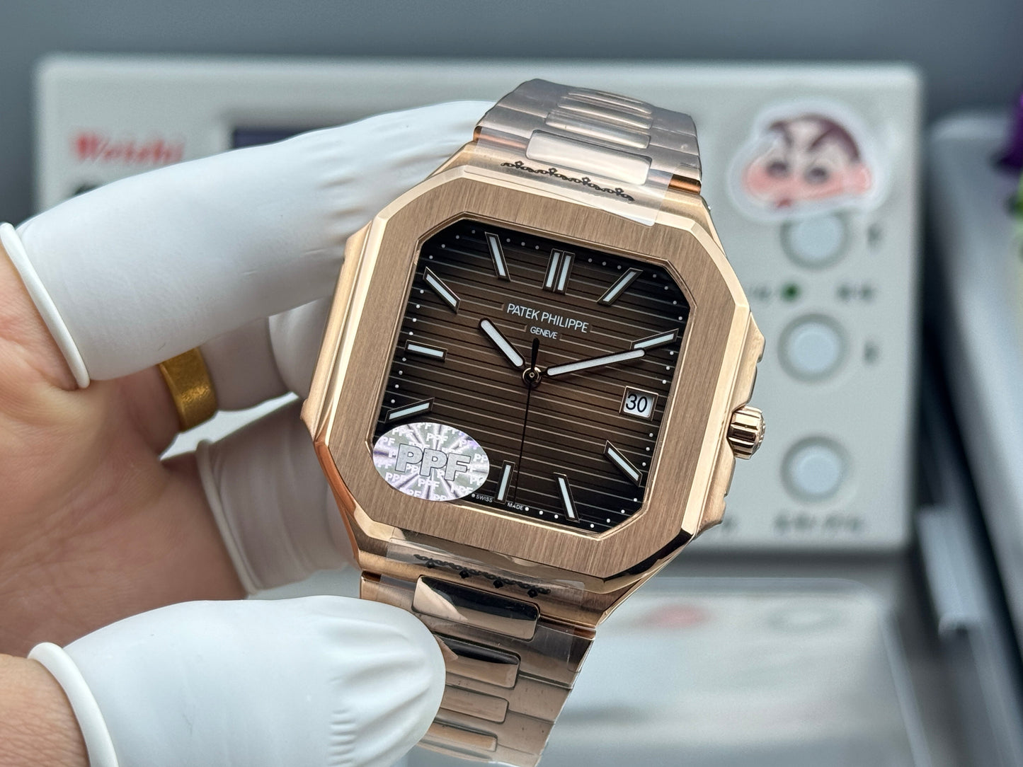 Brown Rosegold Square - Ultra-thin - Rosegold Silver 904L Steel - Automatic 330SC- 45mm